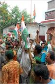 Trinamool supporters celebrate in Kolkata